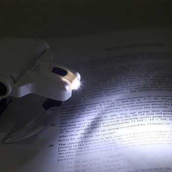 Μεγεθυντικοί φακοί με λυχνία LED Φωτεινός φακός Loupe Jeweler Headband Μεγεθυντικός φακός γυαλιών ματιών Επισκευή εργαλείου οπτικού γυαλιού Μεγεθυντικός φακός ανάγνωσης