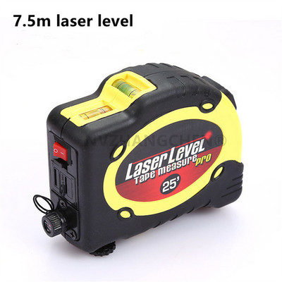 3 viename lazerinio lygio infraraudonųjų spindulių linijiniai lazeriai su 7,5 m matavimo juostos horizontu vertikalios lygintuvo burbuliukų liniuote, skirta „pasidaryk pats“ dekoravimo įrankiams