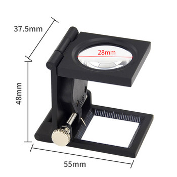 Πτυσσόμενος φακός μεγεθυντικού φακού μικροσκοπίου 1 τεμ 28 mm 10X με ζυγαριά για υφασμάτινο οπτικό μίνι πτυσσόμενο εργαλείο μεγεθυντικού φακού