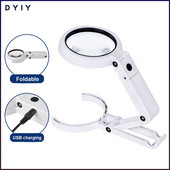 Sulankstomas didinamasis stiklas su LED lemputėmis, stalinis nešiojamasis nešiojamasis apšviestas didintuvas, skirtas skaitymo objektyvo taisymui