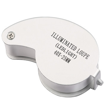 40X Mini Loupe Illuminated Magnifier Glass Eye Jewelers Φώτα LED Φορητός αναδιπλούμενος μεγεθυντικός φακός για νομίσματα κοσμημάτων Γραμματόσημα αντίκες