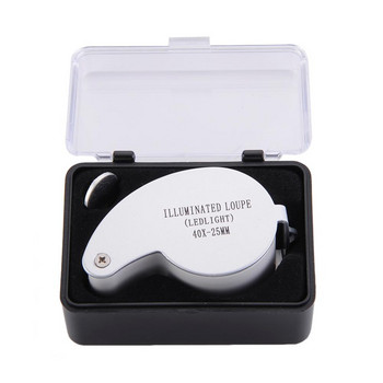 40X Mini Loupe Illuminated Magnifier Glass Eye Jewelers Φώτα LED Φορητός αναδιπλούμενος μεγεθυντικός φακός για νομίσματα κοσμημάτων Γραμματόσημα αντίκες