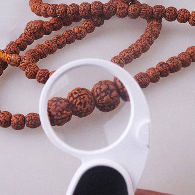 Nový 5-násobný prenosný skladací krúžok na kľúče, mini lupa, prívesok na kľúče s LED lampou, zväčšovacia odolná sklenená lupa, vreckový nástroj, vianočný darček