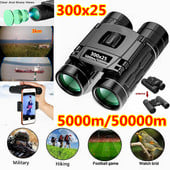 300X25 HD galingi žiūronai 5000 m/50 000 m ilgo nuotolio sulankstomas mini teleskopas BAK4 FMC optika, skirta medžioklei, sportui, lauko stovyklavimui