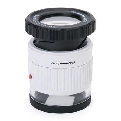 Μεγεθυντικός φακός κυλινδρικής κλίμακας 30X Ρυθμιζόμενος μεγεθυντικός φακός οπτικού γυαλιού Focal Jewelry Loupe LED UV Light Μεγεθυντικός φακός Lupe