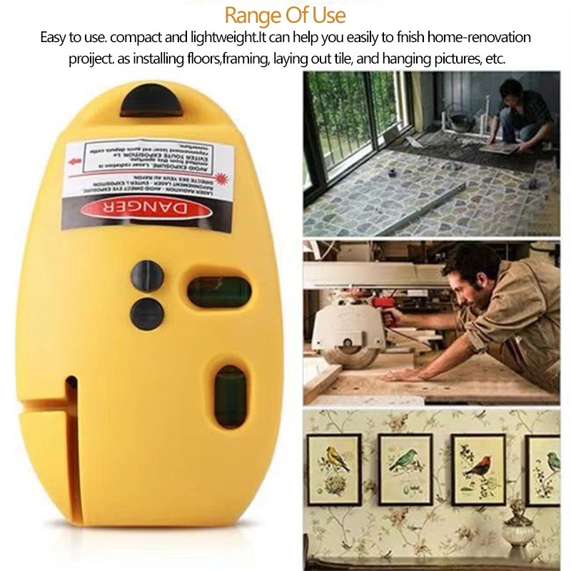 Mini vertikalus gulsčiukas Ool lazerinis nivelyras lazerinis tiesus lygis 90 laipsnių pelės formos plastikinis savaime išsilyginantis matavimo įrankis
