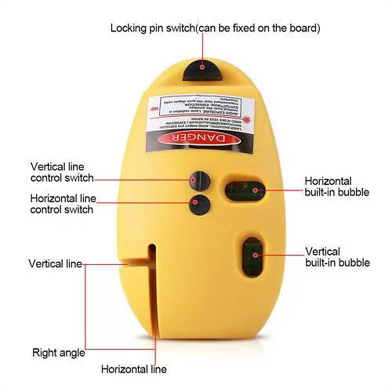 Mini vertikalus gulsčiukas Ool lazerinis nivelyras lazerinis tiesus lygis 90 laipsnių pelės formos plastikinis savaime išsilyginantis matavimo įrankis