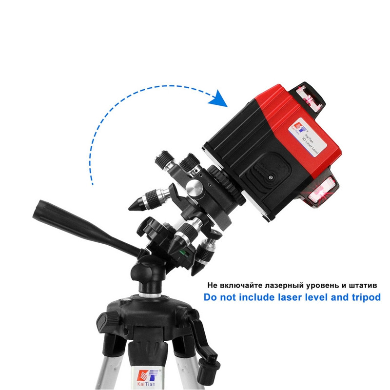 Kaitian 360-stupňový držiak pre statív 4D laserová vodováha s 360-stupňovým otočným nastavením uhla 5/8 alebo 1/4 palca, odnímateľný konektor, vodováhy