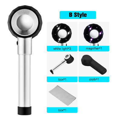 Suurendusklaas 30X Dermatoskoobi käepide Sujuv ja selge nägemine mõõteskaalaga 30X tüüp B Suurem nägemine UV-valgusega