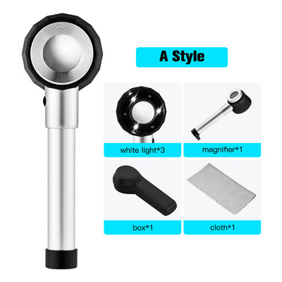 Suurendusklaas 30X Dermatoskoobi käepide Sujuv ja selge nägemine mõõteskaalaga 30X tüüp B Suurem nägemine UV-valgusega