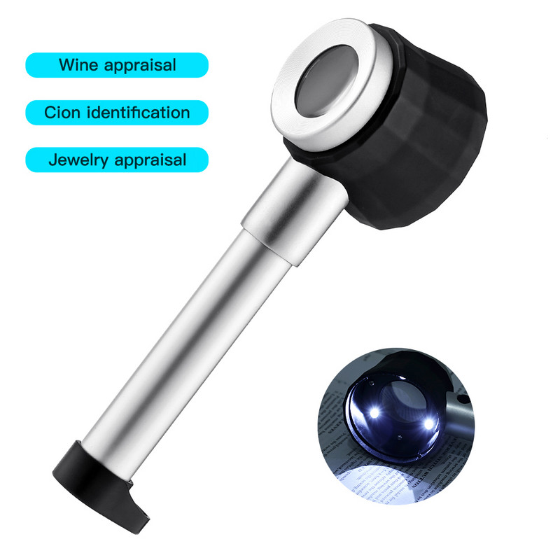 Suurendusklaas 30X Dermatoskoobi käepide Sujuv ja selge nägemine mõõteskaalaga 30X tüüp B Suurem nägemine UV-valgusega