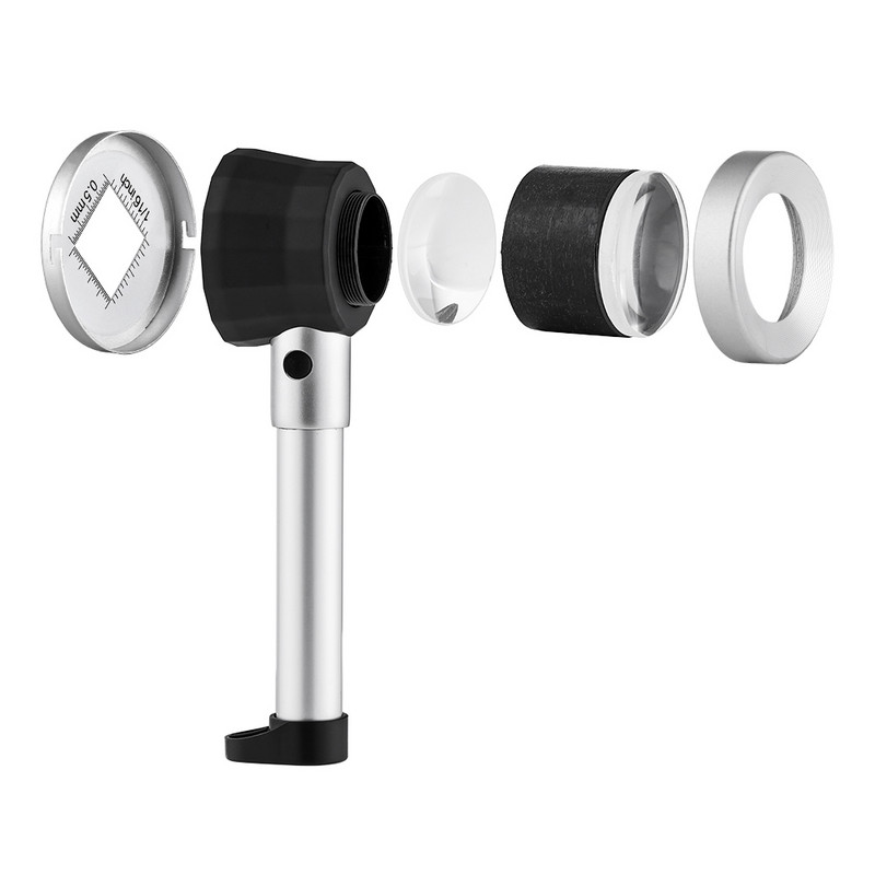 Suurendusklaas 30X Dermatoskoobi käepide Sujuv ja selge nägemine mõõteskaalaga 30X tüüp B Suurem nägemine UV-valgusega