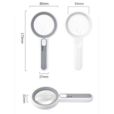 48 Μεγεθυντικός φακός LED 2 Λειτουργίες Ρυθμιζόμενος Αναδιπλούμενος Μεγεθυντικός φακός ανάγνωσης 5x Μεγεθυντικός φακός χειρός Seniors Παιδικά βιβλία