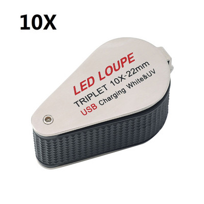 10/20/30X lupa so 6 LED UV svetlom, diamantová lupa na šperky, skladacia lupa, 22 mm trojitá šošovka, optické sklo