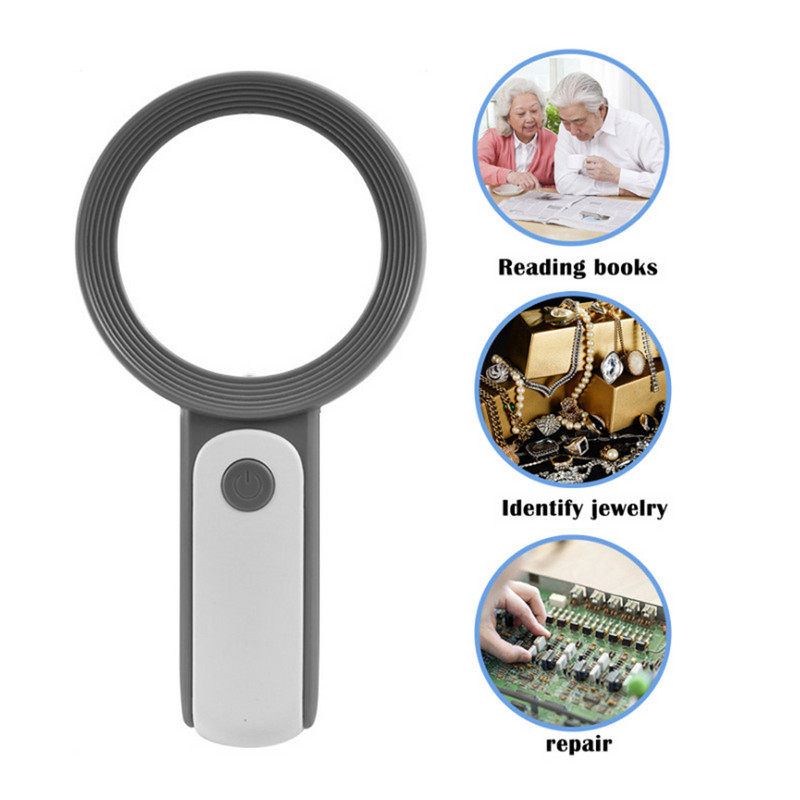 LED-es fényű optikai régi olvasó Dropship kézi 30X megvilágított nagyító mikroszkóp nagyítós olvasást segítő nagyító