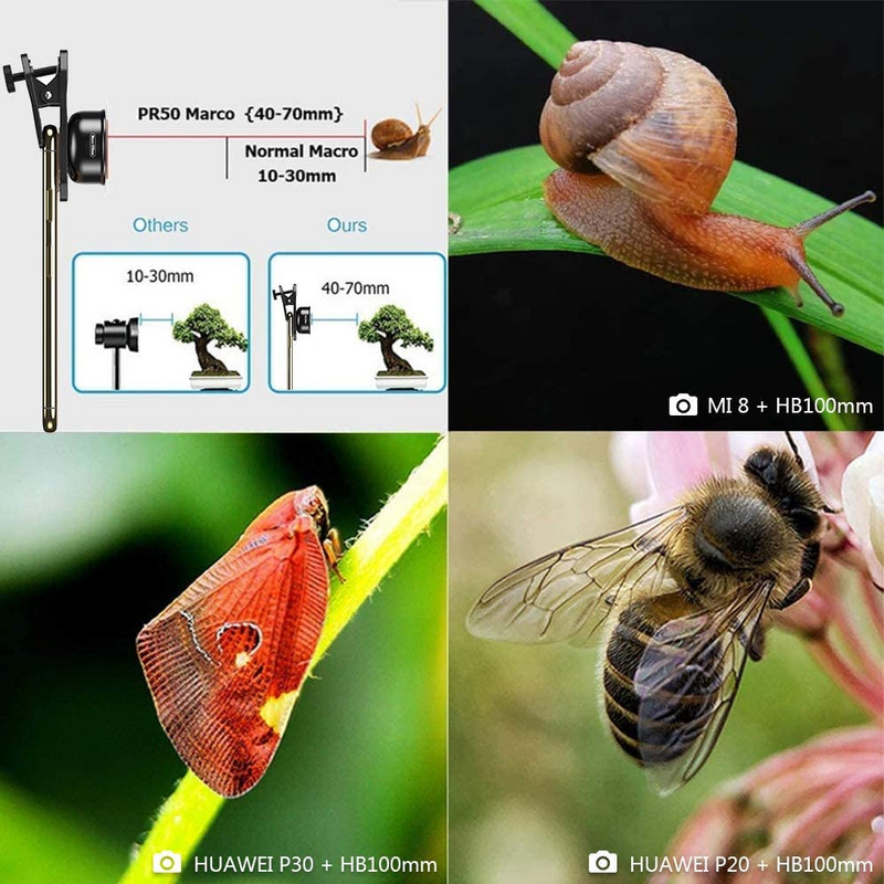 APEXEL fotoaparato telefono objektyvas 100 mm fotografijos objektyvas 10X super makro objektyvai, skirti iPhone Samsung Huawei Xiaomi visiems išmaniesiems telefonams