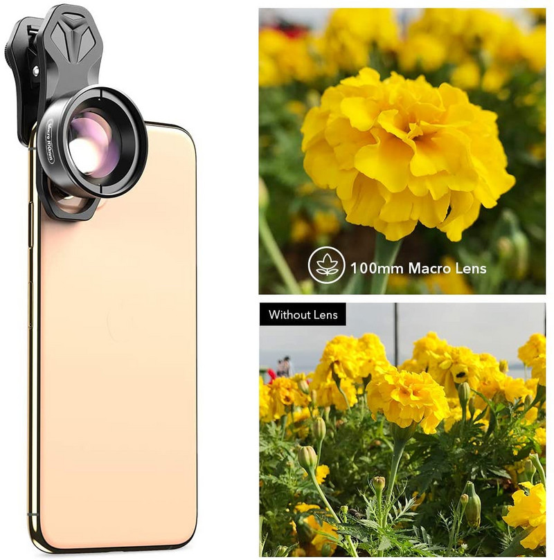 APEXEL fotoaparato telefono objektyvas 100 mm fotografijos objektyvas 10X super makro objektyvai, skirti iPhone Samsung Huawei Xiaomi visiems išmaniesiems telefonams