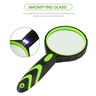 Laetav käeshoitav/seisev luup 9 LED-valgusega luubiga lugemiseks, ehete uurimiseks jne