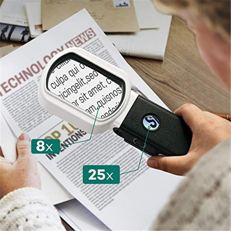 Laetav käeshoitav/seisev luup 9 LED-valgusega luubiga lugemiseks, ehete uurimiseks jne