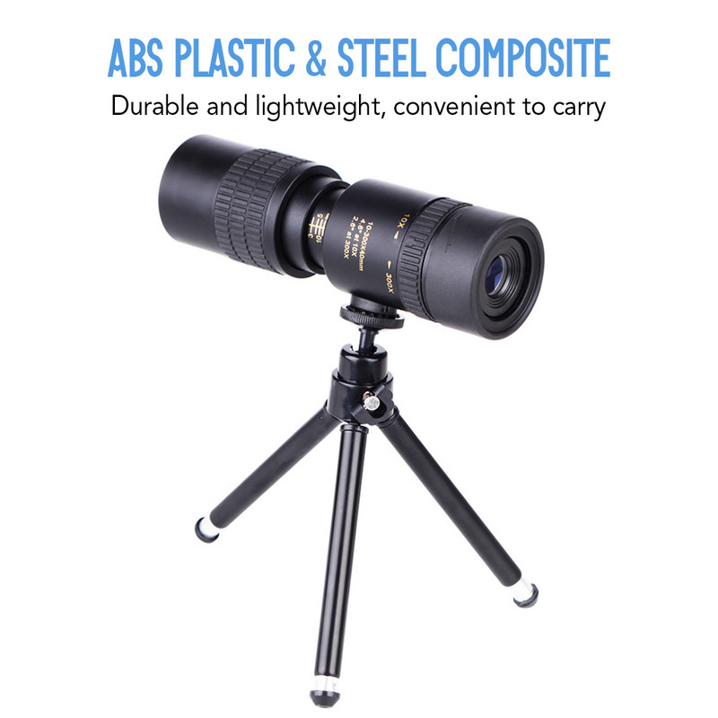 Telescop monocular cu prismă BAK4 10-300X40mm lunetă cu suport pentru smartphone și trepied pentru adulți Observarea păsărilor Camping Drumeții