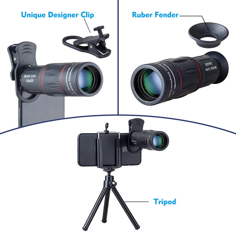 APEXEL 18X25 Monokularni zum telefoto objektiv za mobilni telefon sa stativom za kampiranje Turizam Prijenosni spekter Mini teleskop