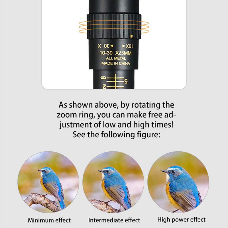 10-300x40 fém monokuláris HD zoom teleszkóp hordozható távcső Erőteljes távcső állvány- és telefontartóval kempingezéshez