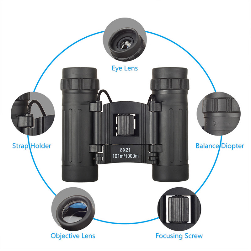 APEXEL 8x21 Zoom Mini Binoclu de buzunar pliabil Telescop Binoclu portabil în aer liber Observarea păsărilor Călătorii Vânătoare Drumeții Sport