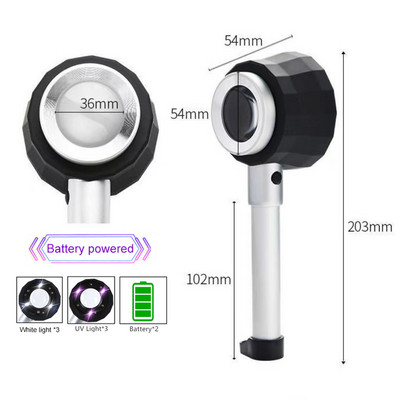 Kézi megvilágított nagyító nagyító optikai üveg nagyító fényskálával Nagyító ékszer nagyító mérőskálával