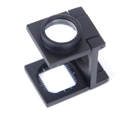 20X fém vonalzó, összecsukható mérleg ruha nagyító K9 optikai lencsék fekete festék spray zsebes nagyító nagyító