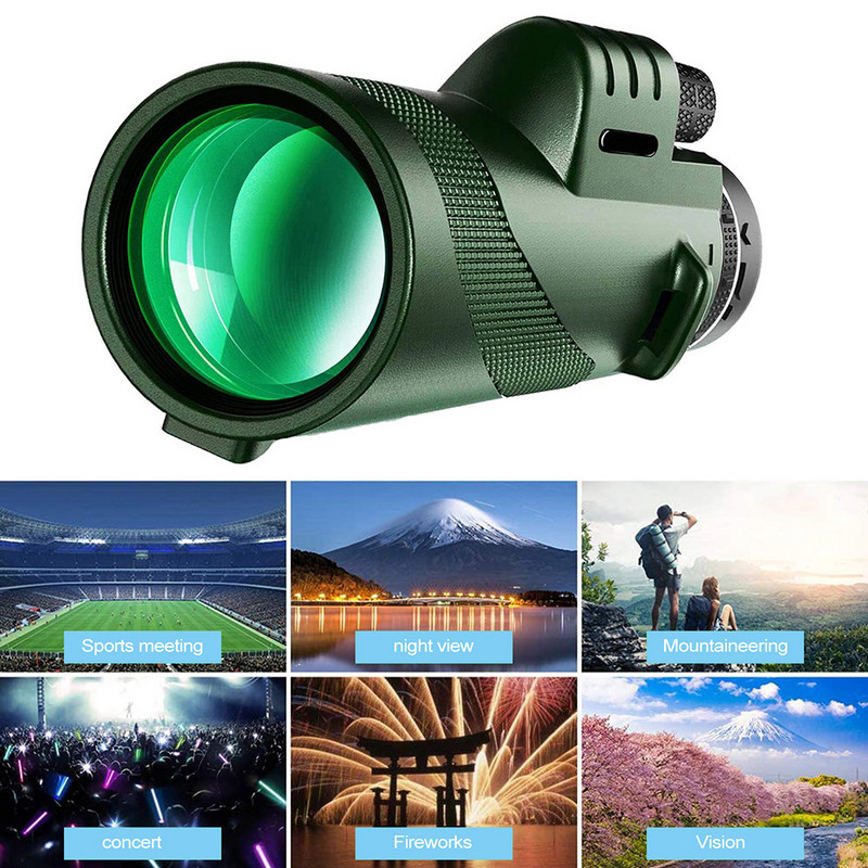 Telescop profesional monocular 80X100 cu trepied pentru telefon Telescop HD cu lumină scăzută pentru observarea păsărilor în aer liber, camping, turism