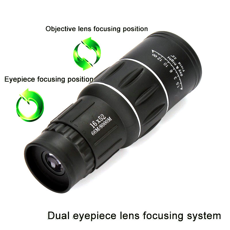 Telescop monocular puternic 16X52 HD cu rază lungă de acțiune 3000 m Binoclu Turism Lunetă Viziune nocturnă pentru camping, vânătoare, cadou pentru copii
