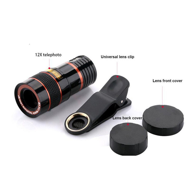 Obiectiv pentru telefon mini teleobiectiv 8X/12X lentilă de focalizare HD cu zoom optic potrivit pentru majoritatea tipurilor de fotografie de jocuri de călătorie cu telefonul mobil