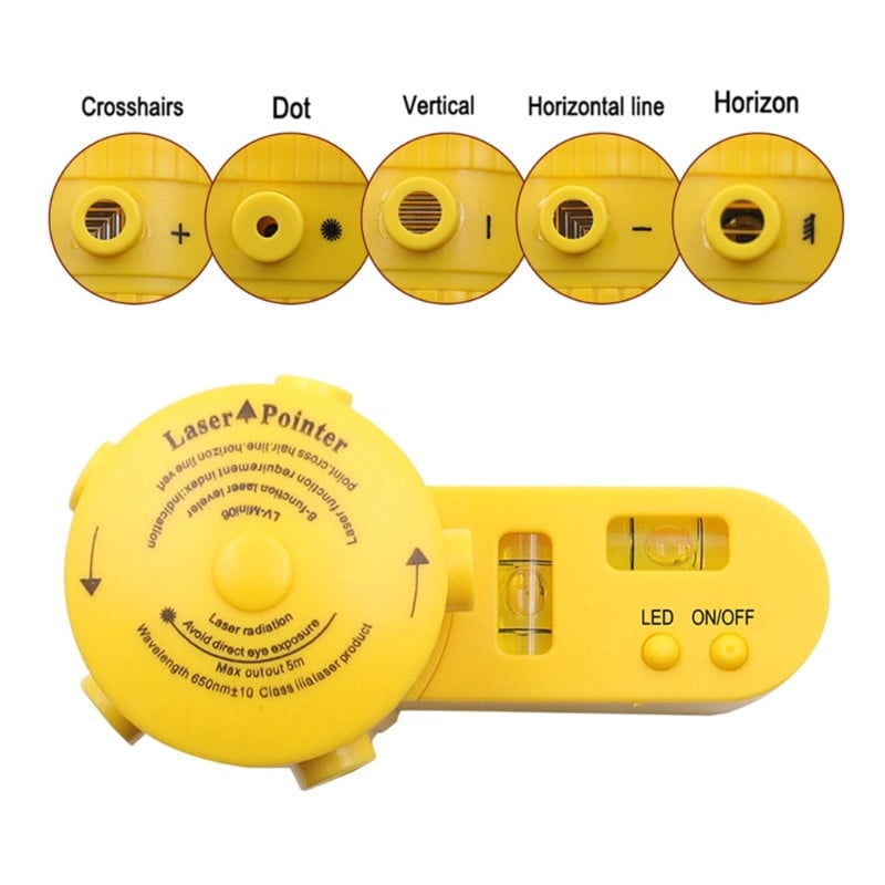 Prenosná vodováha so statívom 4 v 1, meracia čiara/horizontálna/vertikálna/bodová čiara, vlnová dĺžka 630 nm až 680 nm