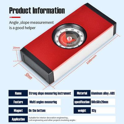 Višenamjenski instrument za mjerenje nagiba kuta 0 - 90°, magnetski, visokoprecizan tražilo razine kuta, kutomjer, mjerač razine nagiba