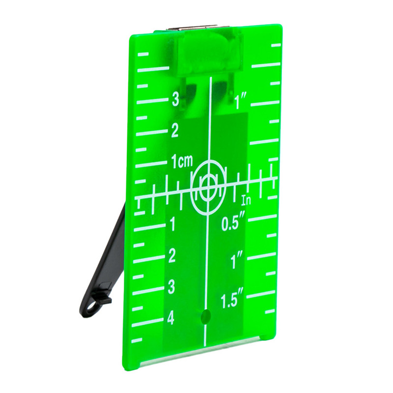 Profesionalus praktiškas fiksuotas stabilus lazerio lygio priedams Magnetinė tikslinė plokštelė kryžminė linija žalia raudona dviguba skalė su koja