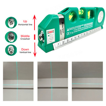 2 γραμμές Πράσινο επίπεδο λέιζερ USB πολλαπλών χρήσεων Horizon Vertical Measure Tape Aligner Bubbles Ruler 300 MAh Μπαταρία λιθίου