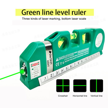 2 линии зелен лазерен нивелир USB многофункционален хоризонт вертикална измервателна лента подравняващ балончета линийка 300 MAh литиева батерия