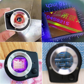 Μεγεθυντικός φακός 60x USB επαναφορτιζόμενος μεγεθυντικός φακός φακός οπτικού γυαλιού με 6 λάμπες UV LED για κοσμήματα γραμματοσήμων