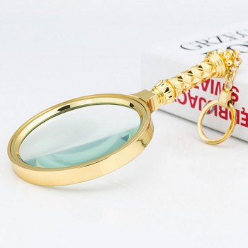 Φορητός μεγεθυντικός φακός 8 φορές από γυαλί 60 mm Floral λαβή μεγεθυντικός στρογγυλός πλαστικός + φακός γυαλιού με χρυσό μεγεθυντικό φακό για ανάγνωση κλειδιών