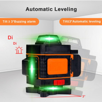 Επίπεδο λέιζερ 16 γραμμών Οθόνη LED με πράσινο φως 4D Αυτόματη αυτοεπιπεδούμενη 360° Περιστροφική μέτρηση Οριζόντια κατακόρυφο σταυρό τηλεχειριστήριο