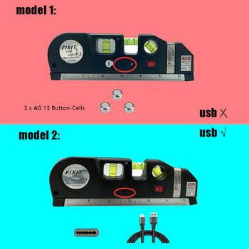 Laser Level USB Rechargeable Horizon Vertical Measure 8FT Aligner Standard and Metric Rulers Multipurpose Measure Level Laser