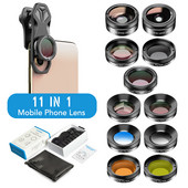 APEXEL 11 in 1 mobiiltelefoni kaamera objektiivi komplekt lainurkmakro täisvärvi/gradifiltriga CPL ND star filter iPhone Xiaomi Huawei jaoks
