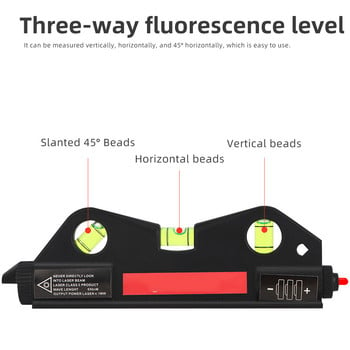 Многофункционален лазерен нивелир Вертикален хоризонтален 2 реда Инфрачервен лазерен нивелир Линийка Мерна лента Подравнител Хоризонтална линийка за баланс