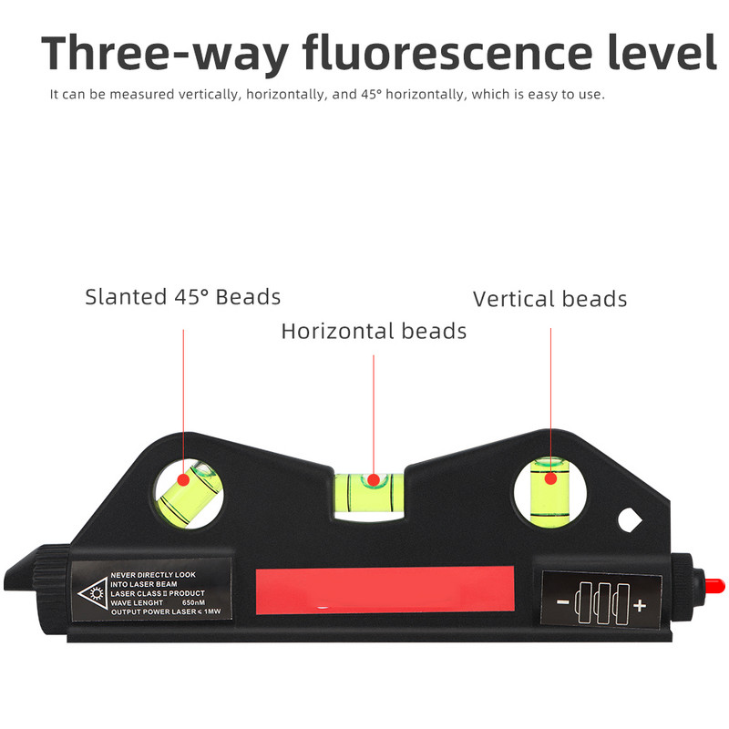 Laser cu nivel multifuncțional Vertical Orizontal 2 linii Riglă de nivel cu laser în infraroșu Aliniere bandă de măsurare Riglă de echilibru orizontal