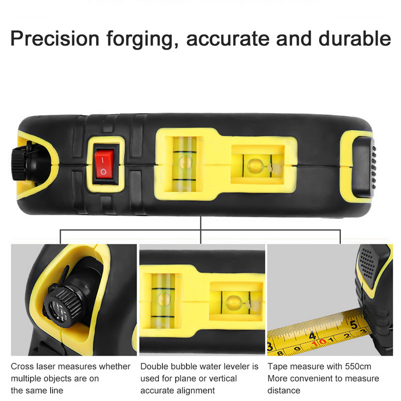 Actualizați la nivel laser multifuncțional Laser de linie Orizont Bandă de măsurare verticală Alinier cu bule Riglă Instrument de diagnosticare de măsurare