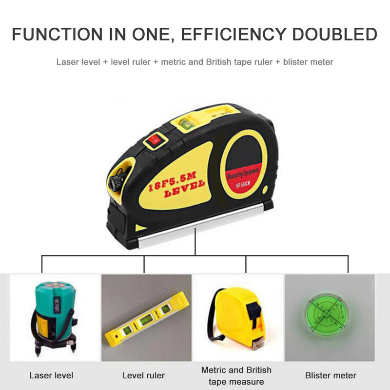 Actualizați la nivel laser multifuncțional Laser de linie Orizont Bandă de măsurare verticală Alinier cu bule Riglă Instrument de diagnosticare de măsurare