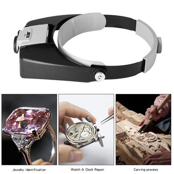 10X Headband Magnifier Illuminated Adjustable Loupe for Watchmaker Repair Tools