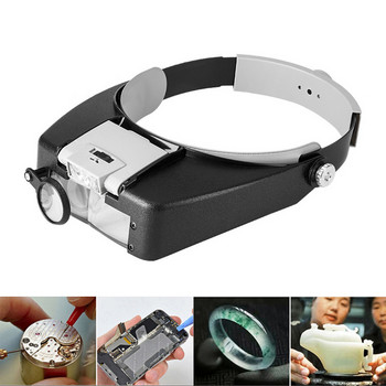 10X Headband Magnifier Illuminated Adjustable Loupe for Watchmaker Repair Tools