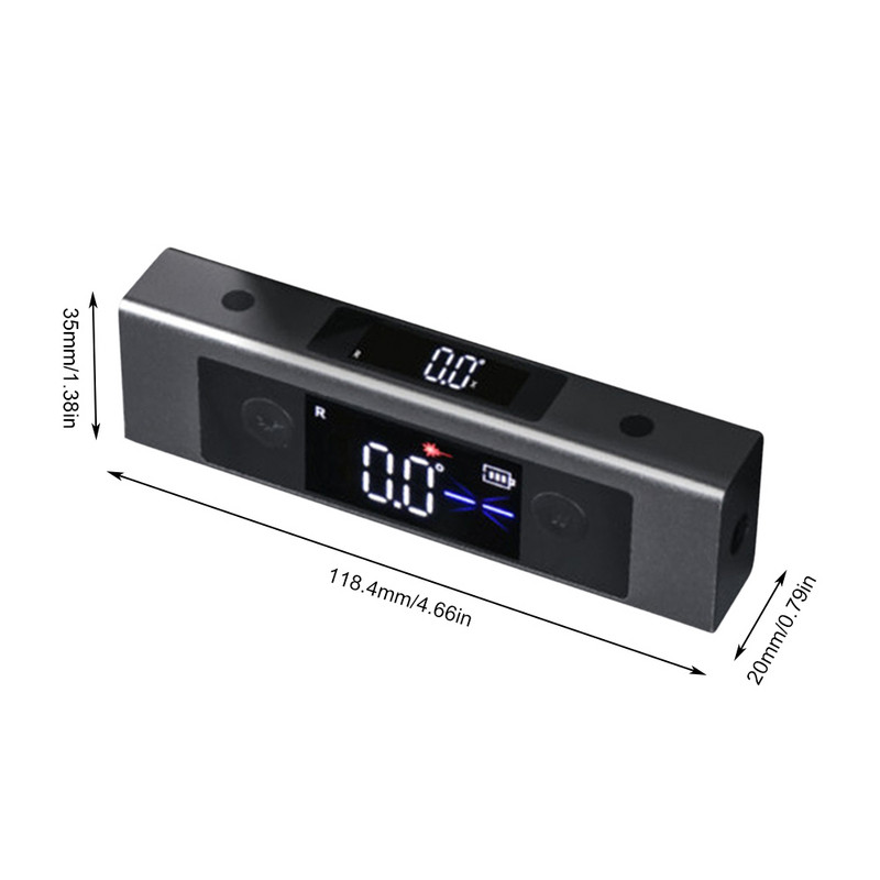 Skaitmeninis lazerinio lygio posūkio matuoklis Lazerinis protraktoriaus kampo liniuotė dviejų ekranų C tipo įkraunamas konstrukcijos matavimo įrankis