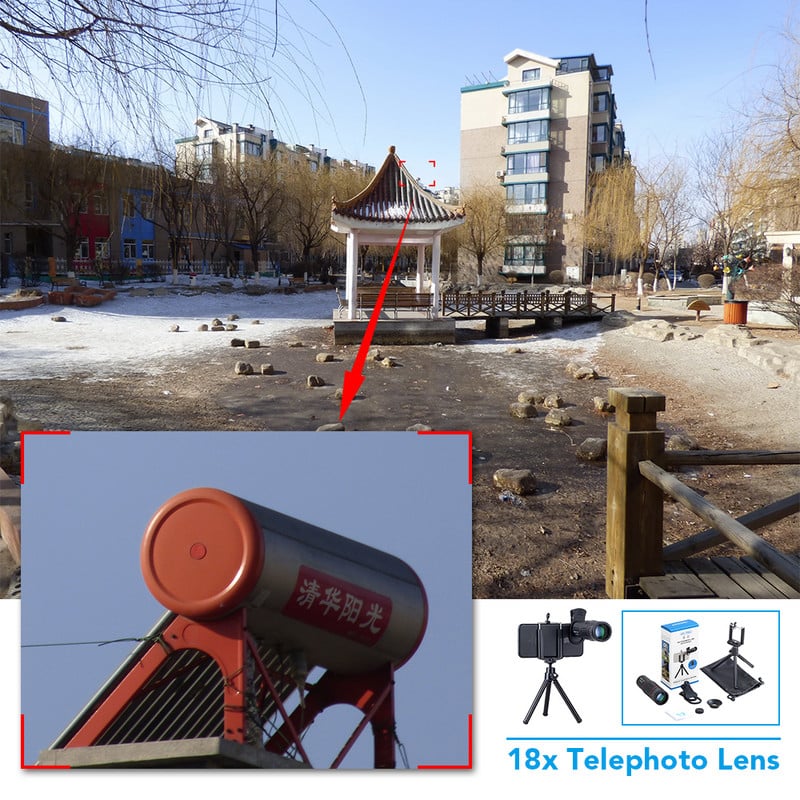 Lentila telescop APEXEL 18X Zoom Telefon Monocular Teleobiectiv mobil cu trepied Clip de telefon pentru toate instrumentele de camping de vanatoare Smartphone